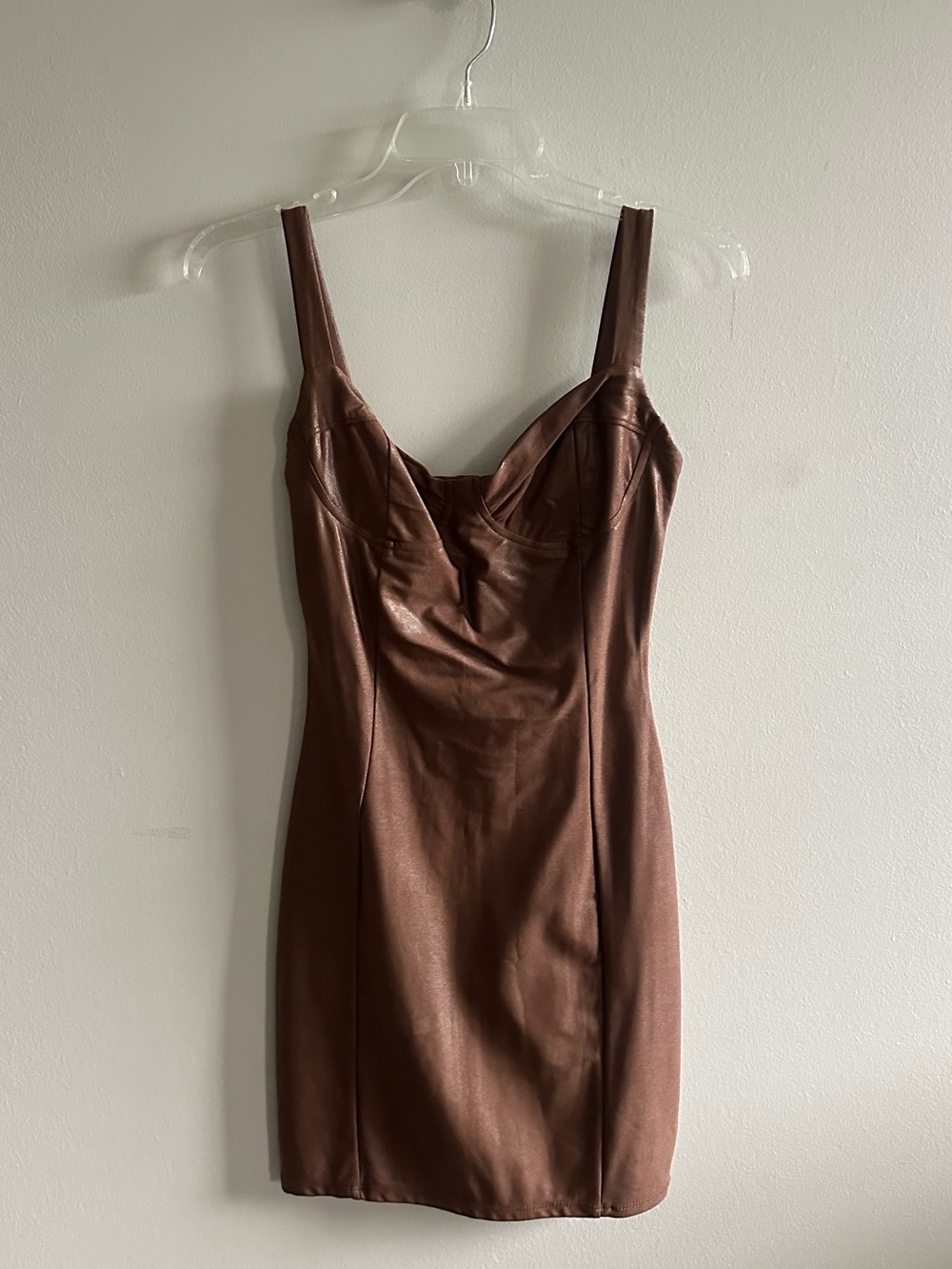 naked wardrobe Brown Sculpted Cup Mini Dress